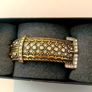 Heidi Daus Brass & Rhinestone Bangle Bracelet